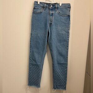Levi Jean straight leg pants with glitter at bottom
